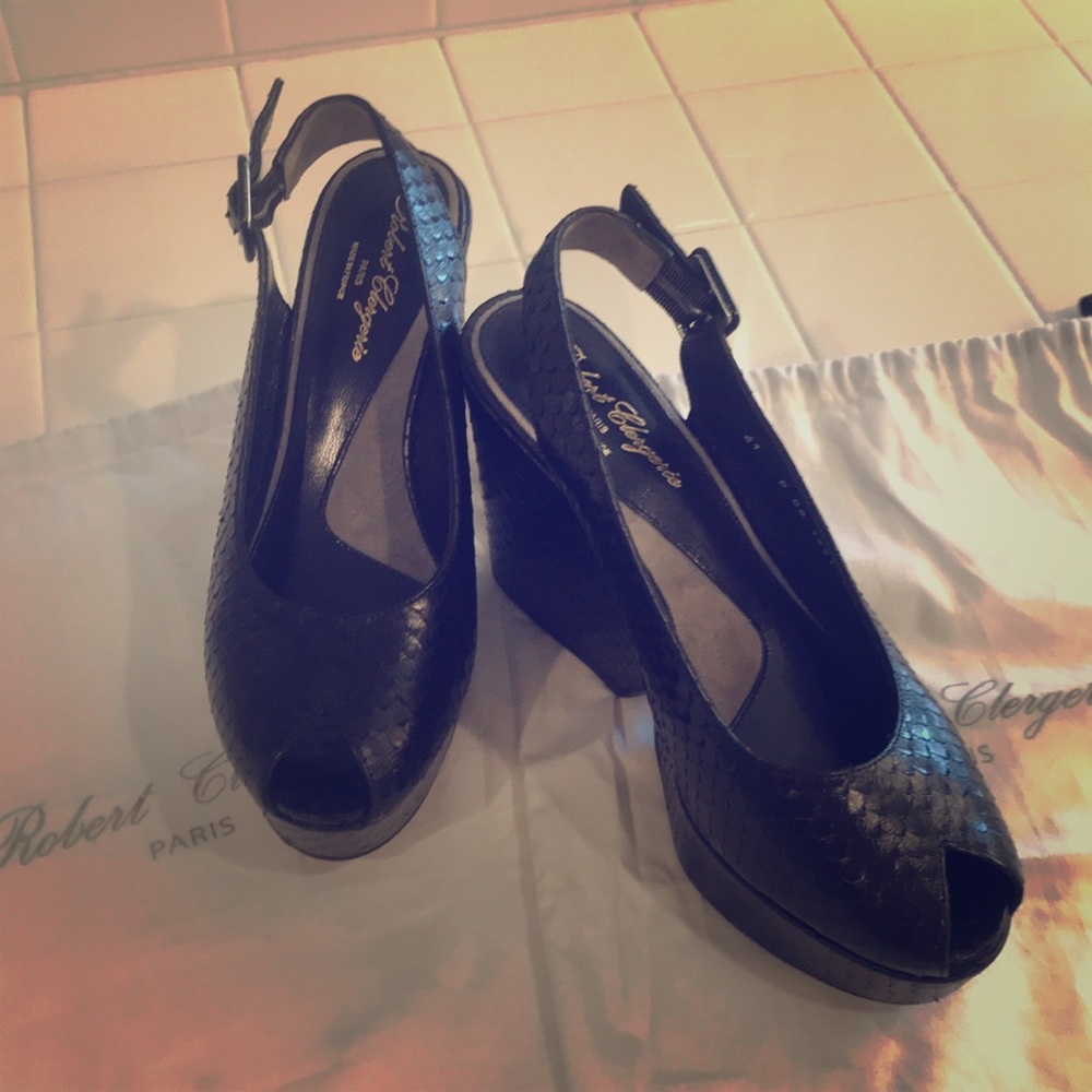 Robert Clergerie snake skin wedges